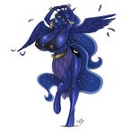  2014 anthro anthrofied big_breasts blue_skin breasts calves cleavage clothed clothing colored edit equine feather female friendship_is_magic hair horn huge_breasts hyperstorm_h kevinsano long_hair mammal my_little_pony nipple_bulge nipples plain_background princess_luna_(mlp) pussy seriousb skimpy smile solo thick_thighs white_background wide_hips winged_unicorn wings 