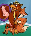  anal anal_penetration animal_genitalia anthro balls blush canine canine_penis cum cum_inside cum_while_penetrated duo fox gay hanna-barbera knot knotting ladysomnambule loopy_de_loop male mammal penetration penis sex spy_fox spy_fox_(series) wolf 