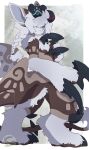 2_horns absurd_res ambiguous_gender anthro black_claws black_hooves blue_eyes braided_hair brown_body brown_wings claws finger_claws hair hi_res hooves horn mochiri solo spiked_tail spikes spikes_(anatomy) tail tuft unknown_species unusual_anatomy unusual_horn white_hair wings