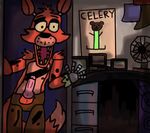  animatronic anthro balls bear black_nose canine clothing damaged erection eye_patch eyewear fan five_nights_at_freddy&#039;s fox foxy_(fnaf) freckles inside knot machine male mammal mechanical open_mouth penis pillswithbills pink_penis poster red_body robot sharp_teeth solo tears teeth yellow_eyes 