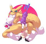  ! anthro anus bandai big_breasts black_sclera blue_eyes breasts butt canine chest_tuft digimon dildo female fluffy fox fur hand_on_butt hi_res insertion kneeling looking_at_viewer looking_back mammal open_mouth penetration pussy pussy_juice renamon sex_toy solo tuft vaginal vaginal_insertion vaginal_penetration vaigh voluptuous white_fur yellow_fur yin_yang 