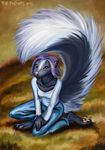  2014 anthro digital_media_(artwork) female grass hair kekpafrany mammal outside purple_eyes purple_hair skunk solo 