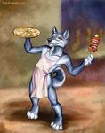  2014 anthro apron canine digital_media_(artwork) dog food husky kekpafrany male mammal pizza shashlik solo 
