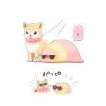  ...? :p animal bocchi_the_rock! closed_mouth commentary_request cube_hair_ornament dog gotoh_hitori gotoh_hitori_(tsuchinoko) hair_ornament heart heart-shaped_eyewear jitome no_humans rebecca_(keinelove) simple_background speech_bubble star-shaped_eyewear star_(symbol) sunglasses tongue tongue_out white_background 