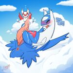 big_penis bodily_fluids cloud dialogue drooling duo generation_3_pokemon genital_fluids genitals gowiththephlo heart_symbol hi_res latias latios legendary_pokemon lying male masturbation nintendo on_back on_cloud penis pokemon pokemon_(species) precum saliva sky tapering_penis text voyeur