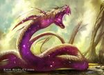  2013 ambiguous_gender fangs feral magic_the_gathering official_art reptile sam_burley scalie snake snarling solo spine star tree 