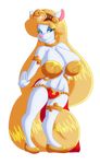  2014 animaniacs anthro bangle_(jewelry) big_breasts breasts chaossabre cleavage clothed clothing female jewelry mammal minerva_mink mink mustelid navel plain_background solo white_background 
