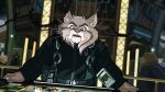  absurd_res anthro background_character bear black_body black_clothing black_eyebrows black_fur black_jacket black_topwear blue_eyes brown_bear canada_lynx clothing computer cropped_ears detailed_background domestic_pig electronics eyebrows facial_hair facial_markings felid feline fur grey_body grey_fur grey_hair gun_holster hair head_markings hi_res jacket leaning leaning_forward lynx male mammal markings milton_lynxley mustache open_mouth pantherine quasarbearcat snow_leopard solo_focus space spacecraft suid suine sus_(pig) the_expanse topwear ursine vehicle whiskers white_body white_fur zero_gravity 