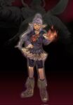  1girl blue_eyes boots brown_boots elf elvaan fantasy final_fantasy final_fantasy_xi full_body highres knee_boots long_hair naohiro_ito pink_hair pointy_ears prishe solo very_long_hair wide_sleeves 