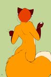  2014 anthro back brown_fur butt canine dancing female fluffy_tail fox fur hair mammal nude orange_fur rear_view red_hair solo starfighter white_fur 