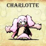  1other animal_ears blush_stickers charlotte_(madoka_magica) cloak commentary_request e-jun-ccf hatching_(texture) mahou_shoujo_madoka_magica mahou_shoujo_madoka_magica_(anime) orange_background polka_dot polka_dot_scarf rabbit_ears scarf solid_oval_eyes solo traditional_media witch 