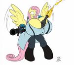 2014 anthro badgerben big_breasts breasts cleavage clothed clothing equine female fluttershy_(mlp) friendship_is_magic huge_breasts hyper hyper_breasts mammal medic_(team_fortress_2) my_little_pony pegasus solo team_fortress_2 wings 
