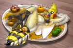 absurd_res anal anal_penetration antennae_(anatomy) anthro anus apple arthropod arthropod_abdomen avian beak bee belly big_belly bird black_eyes breasts butt claws cockatiel cockatoo eating feathers featureless_breasts female food food_fetish food_insertion food_play fruit genitals grey_body grey_feathers heartlessangel3d hi_res hybrid hymenopteran improvised_sex_toy insect insect_wings looking_at_viewer messy nude parrot penetration phoebe_the_queen_birbee plant plate puffy_anus solo stinger toe_claws vulva wings yellow_anus yellow_body yellow_claws yellow_feathers yellow_vulva