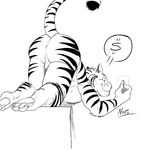  $ 2013 anus balls bent_over butt coin digital_media_(artwork) feline grin male mammal negger pawpads paws raised_tail solo stripes tiger wanny 