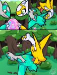 blush comic crossgender duo english_text female feral forest forest_background fti_transformation gender_symbol gender_transformation generation_1_pokemon generation_3_pokemon genitals hi_res intersex intersex/intersex latias latios legendary_pokemon male male/female mew_(pokemon) mti_transformation nature nature_background nintendo penetration penile penile_penetration penis penis_in_vagina plant pokemon pokemon_(species) potion sex shiny_pokemon symbol tapering_penis text transformation tree trooper3 vaginal vaginal_penetration vulva