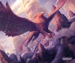  ambiguous_gender avian blood cloud corpse dead dutch_angle feathered_wings feral flying gryphon johann_bodin landscape long_tail magic_the_gathering mountain official_art reptile restricted_palette scalie snake solo talons wings wounded 