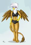  2014 anthro anthrofied avian clothing digital_media_(artwork) female friendship_is_magic fur gilda_(mlp) gryphon my_little_pony shirt solo tank_top thunder_chaser wings yellow_eyes 