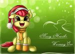  2014 apple_bloom_(mlp) boots christmas earth_pony english_text equine female feral friendship_is_magic fur hair hat hi_res holidays horse mammal my_little_pony neko-me orange_eyes pom_hat pony red_hair santa_hat scarf solo text yellow_fur 