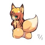  anthro canine female fox fur green_eyes hair kemono long_hair mammal orange_fur orange_hair pussy solo オムニキン 