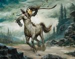  arrow bow centaur equine hair holding_weapon hooves human landscape lucas_graciano magic_the_gathering male mammal mask misleading_thumbnail muscles official_art quiver restricted_palette running solo taur undead weapon 