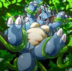  anus blush enryo featureless_crotch female forest hindpaw nidoqueen nintendo outside paws pok&eacute;mon solo suspension tentacles tree video_games 