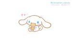  animal animal_focus blue_eyes cinnamoroll commentary_request curled_tail dog fuwa_fuwa_cinnamoroll holding holding_stuffed_toy no_humans official_art sanrio second-party_source sitting solid_oval_eyes solo stuffed_animal stuffed_toy teddy_bear thick_lineart translation_request white_background white_dog 