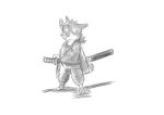 2018 absurd_res anthro asian_clothing asleepchef biped canid canine canis clothing east_asian_clothing fur grey_body grey_clothing grey_eyes grey_fur grey_kimono hi_res japanese_clothing katana kemono kimono male mammal melee_weapon solo standing sword weapon white_body white_fur wolf