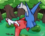 blush duo female female_penetrated feral forest forest_background generation_3_pokemon genitals hi_res latias latios legendary_pokemon male male/female nature nature_background nintendo penetration penis plant pokemon pokemon_(species) tapering_penis tree trooper3