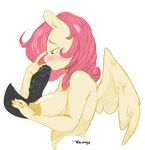  2014 anthro anthrofied blush disembodied_penis duo equine female fluttershy_(mlp) friendship_is_magic hair half-closed_eyes male mammal my_little_pony nude oral pegasus penis plain_background sex solo_focus straight tesuai white_background wings 