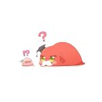  !? ? blush_stickers bocchi_the_rock! commentary_request facial_hair gotoh_hitori gotoh_hitori_(octopus) hat kita_ikuyo mortarboard mustache no_humans rebecca_(keinelove) simple_background sweatdrop white_background yellow_eyes 