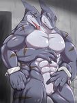  barazoku cuffs duo fish fondling gay handcuffs irons kemono licking male marine muscles ryuukikeito shackles shark slit tongue tongue_out 