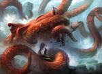  adam_paquette ambiguous_gender attack blue_eyes cephalopod coiling destruction feral magic_the_gathering marine octopus official_art sculpture sea solo statue tentacles water 