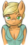  alleynurr anthro anthrofied applejack_(mlp) equine female friendship_is_magic green_eyes horse mammal my_little_pony plain_background pony solo 