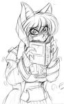  avencri bat blush breasts claws clothed clothing daisy_(avencri) female front_view hair hoodie looking_at_viewer mammal nervous pencil_(artwork) shaking sketch smile solo standing sweater textbook traditional_media_(artwork) 
