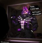 absurd_res azaras azarasquel clothing duo felid goo_creature hi_res hybrid latex latex_clothing latex_skinsuit lion locker_room male mammal marvel muscular muscular_male object_in_urethra pantherine penetration possession skinsuit symbiote tentacle_penetration tentacles tight_clothing urethral urethral_penetration venom_(marvel)