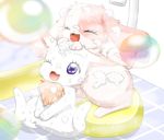  &lt;3 anthro bathing brown_eyes chest_tuft chima clover cute duo eyelashes eyes_closed female fur happy_happy_clover japanese lagomorph long_ears makuran mallow mammal meru one_eye_closed orange_fur pink_fur pixiv rabbit sayuri_tatsuyama short_fur sitting smile soap tuft water wet white_fur wink 