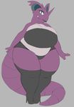  big_breasts boots breasts clothing crossgender female green_eyes high_heels horn looking_at_viewer mcnasty nidoking nintendo overweight pok&eacute;mon sharp_claws solo tube_top underwear video_games wide_hips 