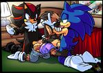  amuzoreh anthro big_dom_small_sub cum gay group male oral sega shadow_the_hedgehog size_difference sonic_(series) sonic_the_hedgehog spitroast 