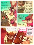  2014 alice_(floraverse) angry annoyed anthro blush canine card cat collar comic dialogue embarrassed feline female floraverse fur group jacklyn_(floraverse) kemono mammal purplekecleon red_eyes reptile scalie snake tears teeth thistle_(floraverse) trash_can wolf 