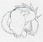  alien curled experiment_(species) fan_character lying male on_side ovni pencil_(artwork) petrock sleeping snoring solo traditional_media_(artwork) zzz 