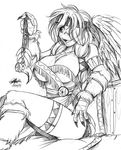  2014 adela_(avencri) anthro armband avencri avian beak big_breasts bird boots bottomless braided_hair breasts butt chest_tuft claws cleavage clothed clothing female fringe fur hair half-dressed headband leg_band long_hair low-angle_shot native_american pencil_(artwork) scales sitting sketch solo thigh_band traditional_media_(artwork) trinket tuft wings 