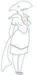  anthro dress female fish looking_at_viewer marine monochrome necklace shark solo the_weaver 
