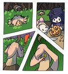  ! alpha_channel ambiguous_gender bow bush comic cute fairy_tale_girl female forest gourgeist group halloween hex_maniac holidays humor knife nintendo open_mouth outside pok&eacute;mon pumpkin scared table tree video_games yellow_eyes 
