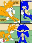  anthro balls blue_eyes canine comic cum dialogue duo fox gay green_eyes hazardouss hedgehog male mammal miles_prower penis seduction sega sex sofa sonic_(series) sonic_the_hedgehog video_games 