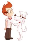  2014 alpha_channel anthro black_nose bow_tie canine clothing digitigrade dog duo eyewear feral fur glasses hair human male mammal mr._peabody mr._peabody_and_sherman plain_background red_hair sherman transparent_background what-the-wabac white_fur 
