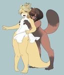  anthro blush breast_grab breasts canine convenient_censorship duo female fox grope kemono lesbian mammal nude raccoon standing tanuki パウダー@休止 