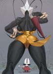 2026 absurd_res antennae_(anatomy) anthro anthro_focus arthropod back_boob big_breasts biped black_body black_breasts black_sclera bodily_fluids breasts cave detailed_background dryvial duo eye_contact eyelashes female female_focus grey_pupils hand_on_hip hand_on_own_hip hi_res hollow_knight:_silksong hollow_knight_(franchise) hornet's_needle hornet_(hollow_knight) insect larger_anthro larger_female looking_at_another looking_up map melee_weapon muscular muscular_anthro muscular_female partially_clothed_anthro partially_clothed_female portrait pupils question_mark rear_view ring shakra_(hollow_knight:_silksong) signature size_difference smaller_anthro smaller_female solo_focus sweat sweatdrop team_cherry thick_thighs three-quarter_portrait weapon weapon_on_back white_body wide_eyed wide_hips
