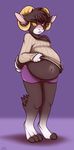  big_belly blush caprine clothed clothing female horn mammal muzz pregnant sheep solo sweater 