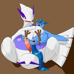  absurd_res after_sex ambiguous_gender animal_genitalia apc_(artist) articuno avian brown_background chubby cloaca cum cum_inside duo hi_res interspecies legendary_pok&eacute;mon lugia lying male nintendo on_back penis plain_background pok&eacute;mon red_eyes size_difference tapering_penis video_games 