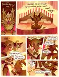  2014 alice_(floraverse) anthro bed candle cat clothing collar comic cute dialogue duo elephant english_text eyewear feline female floraverse fur horn jewelry kemono male mammal monocle open_mouth pillow purplekecleon quillion_(floraverse) size_difference text 